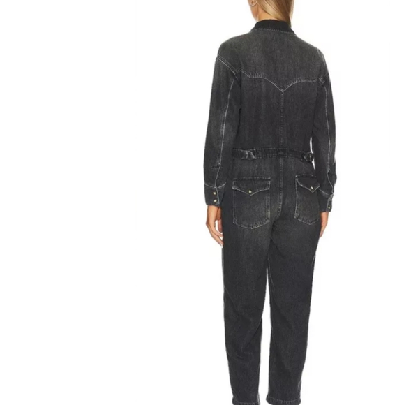 FREE PEOPLE Care Townes Coveralls Jumpsuit Black - Picture 2 of 3